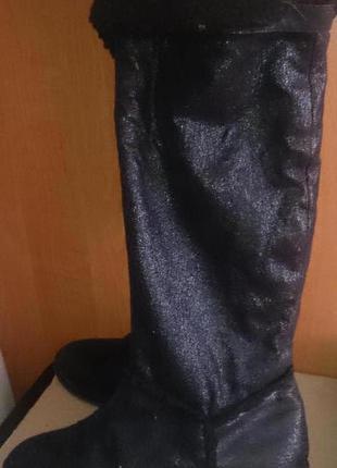 Стильні чорні з блискітками чоботи-ботфорди від бренду h&m1 фото