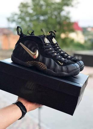 Кросівки чоловічі nike air foamposite pro чорні золото / кросівки чоловічі найк аїр чорні кроси