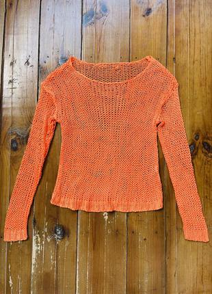 Оранжевый вязаный свитер s1 фото