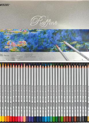 Карандаши цветные marco raffine 36 цветов в металлическом пенале 7100-36tn