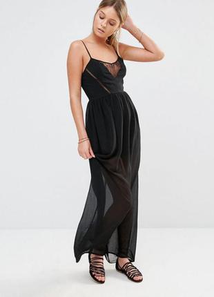 Максі плаття з мереживом р. 12 new look asos довге m-l