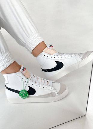 Крутые унисекс высокие кроссовки кеды nike blazer mid белые с серым 37-45 р4 фото