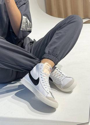 Крутые унисекс высокие кроссовки кеды nike blazer mid белые с серым 37-45 р7 фото