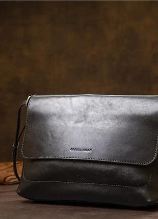 Кожаная мужская сумка черная