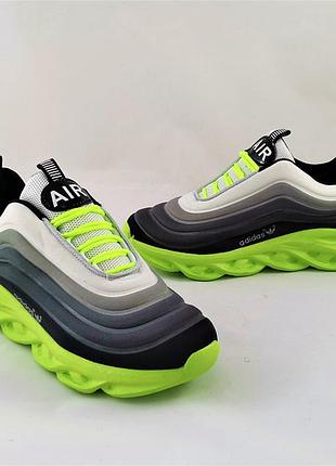 Кроссовки иadidas air boost серые зеленые мужские адидас10 фото