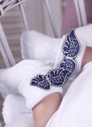 Святковий комплект боді+шкарпетки ангел (синій)5 фото