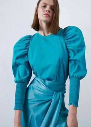Голубая блуза с объемными рукавами оригинал