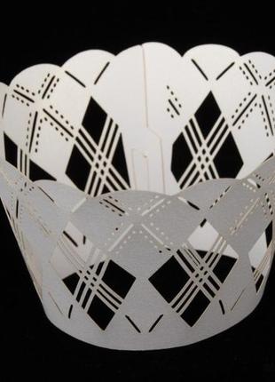 Рапперы для капкейков "ромбики" белые 2