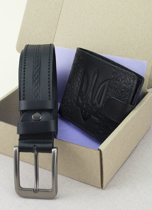 Подарочный набор 57: портмоне с гербом и ремень2 фото