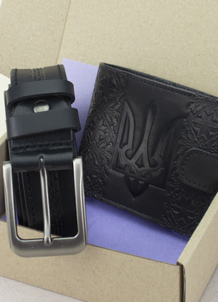 Подарочный набор 57: портмоне с гербом и ремень