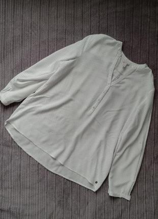 Esprit нежная блуза рубашка в горошек с подкатом рукава 46-48р3 фото