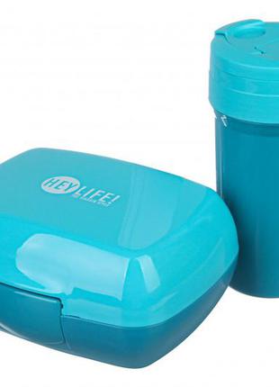 Ланч-бокс з пляшкою блакитний 700ml+500ml 64-21-519