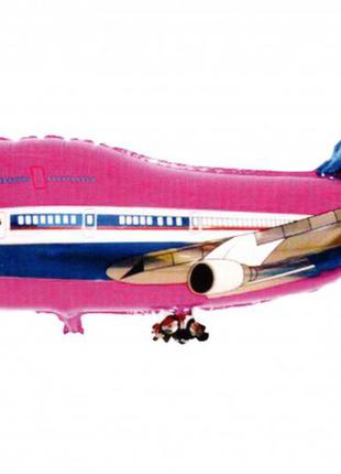 Воздушный шар "самолет" розовый