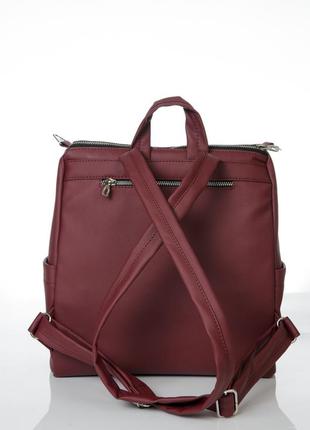 Черная пятница! успей прриобрести удобную сумку-рюкзак в бордовом цвете для женщин5 фото