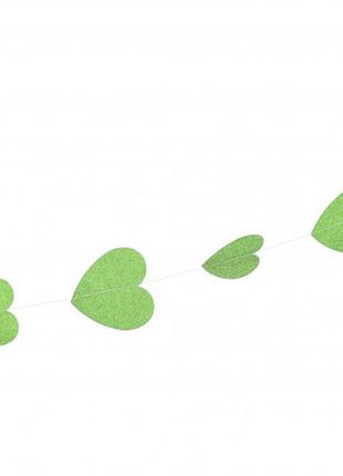 Праздничная гирлянда "сердца" зеленые с глиттером2 фото