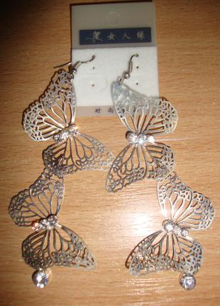 Серьги "бабочки"2 фото