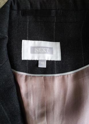 Шикарный шерстяной (60% шерсти) черно серый в серую смужку пиджак, жакет  12/l8 фото