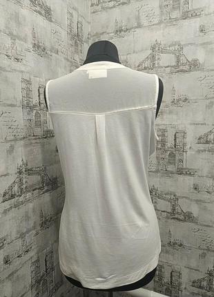 Біла молочна футболка блуза безрукавка зі вставками шифону3 фото
