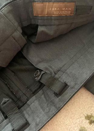 Классические мужские брюки zara хлопок летние демисезон в тонкую полоску3 фото