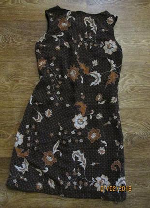 Легкое платье футляр насыщенного коричневого цвета в цветочный принт / сарафан esprit1 фото