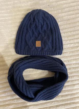 Набор комплект зимняя шапка шарф снуд хомут2 фото
