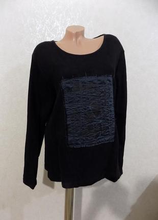 Кофта батник, теплий пуловер щільний джемпер чорний розмір 52-54