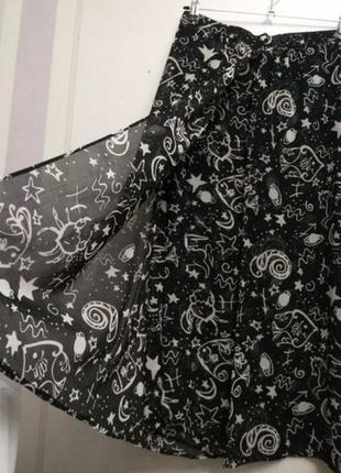 Шифонова багатошарова дизайнерська вінтажна спідниця міді9 фото