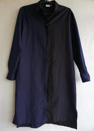 Крутое платье рубашка от asos, тонированное черно-синее ,размер 8 наш 42