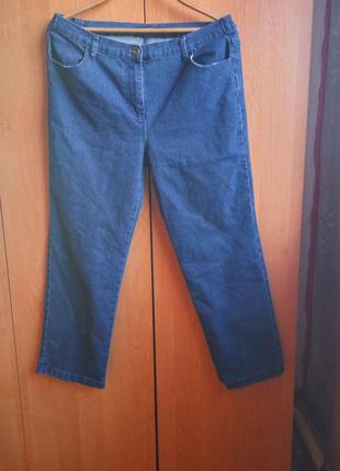 Джинсы штаны брюки темно синие прямые стрейчевые высокая талия bm р 16 или 52-54