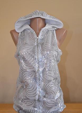 Майка жилет ошатний з паєтками білий розмір м