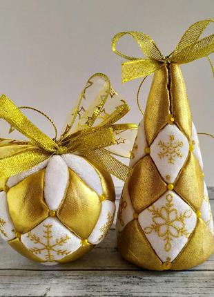 Набір новорічних іграшок золота сніжинка