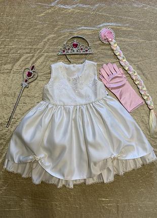 179 шикарное нарядное атласное платье с поясом и пышной юбкой на 2-3 года