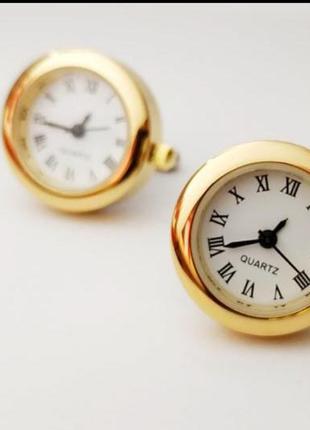 Золотисті запонки годинник запонка quartz циферблат запанки золоті часи на сорочку