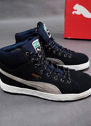 Мужские зимние ботинки puma suede синие