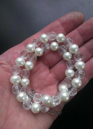 Симпатичные винтажные бусы, стекло и имитация жемчуга