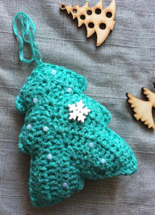 Новогодний декор вязаная елка новогодняя игрушка ручной работы5 фото
