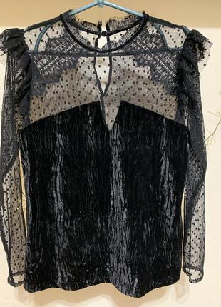 Крутая кофта сетка блузка бархат next