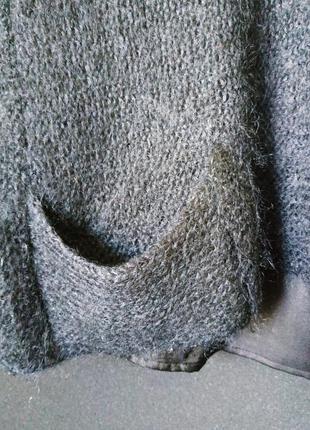 Мохеровый свитер паутинка кид мохер с шелком оверсайз черный новый пушистый ручная работа хенд мейд7 фото