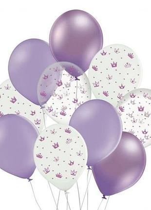 Набір повітряних куль "фіолетові корони", хром фіолет, білий, 10шт. 251-8473