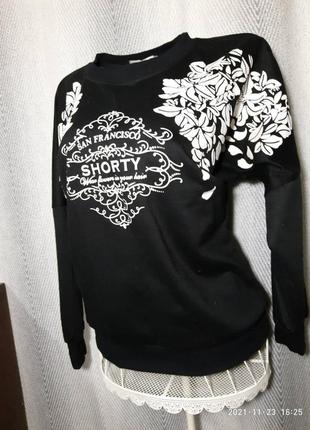 Женская новогодняя нарядная черная кофта, свитер, лонгслив, джемпер, водолазка свитшот