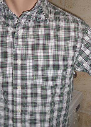 Рубашка с коротким рукавом в зеленую клетку. размер s