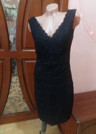 Черное кружевное платье 46р