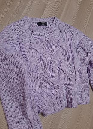 В'язаний светр, кофта пуловер лаванда повітряна в'язка