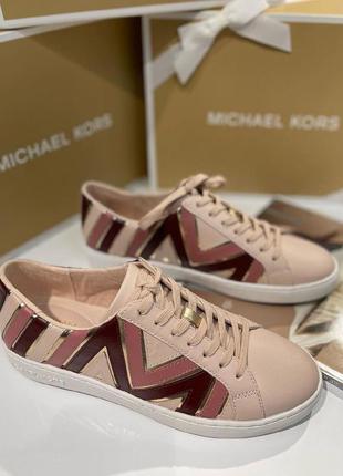 Шик! кроссовки кеды michael kors whitney lace up soft pink/gold1 фото