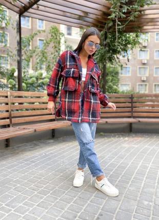 Пальто рубашка в клетку шерсть2 фото