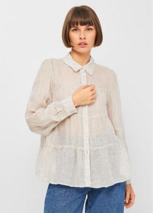 Стильна лляна блуза zara oversize, розмір xs/s/m