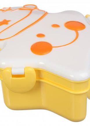 Ланч-бокс в форме звезды с 3-мя отделениями, ложкой и вилкой желтый