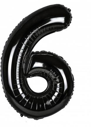 Воздушный шар цифра "6" черный (1 м)