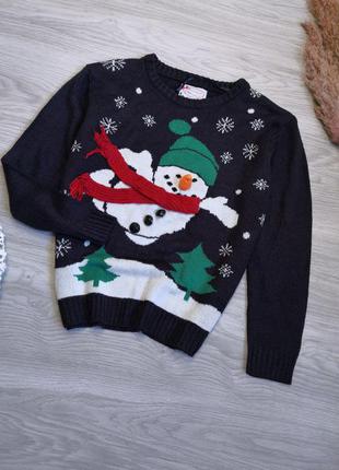 Праздничный новогодний свитер со снеговиком на новый год3 фото
