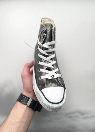 Кеды женские конверс converse all star high silver fur3 фото